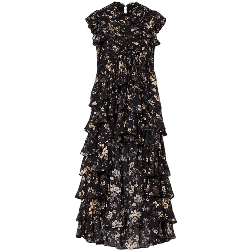 AllSaints Shaela Floral Frill Maxi Dress